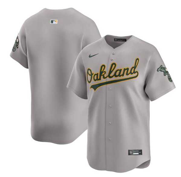 Men%27s Oakland Athletics Blank Gray Away Limited Stitched Jersey Dzhi